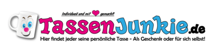TassenJunkie Logo - Schriftzug mit der Tasse als Logo