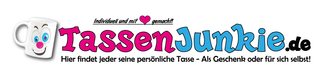 TassenJunkie Logo - Schriftzug mit der Tasse als Logo